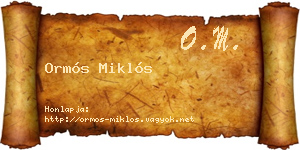 Ormós Miklós névjegykártya