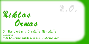 miklos ormos business card